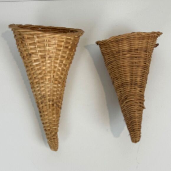 2 Wicker Cornucopia Baskets 12” - Picture 2 of 5